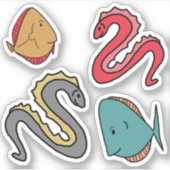 Sticker Whimsical Petits poissons et anguilles (Devant)