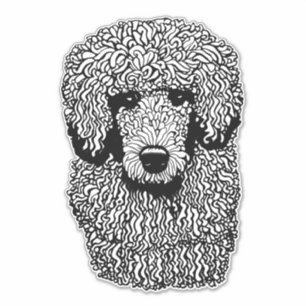 Sticker Whimsical Poodle Chien Tête Animaux Animaux