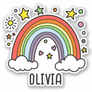 Sticker Whimsical Rainbow Personnalisé Girls