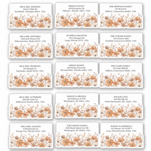 Sticker Whimsical Rustic Boho Floral Mariage Adresse (Devant)