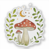 Sticker Whimsical Watercolor Mushroom and Moon (Devant)
