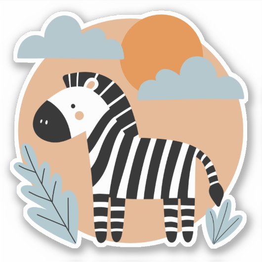 Sticker Whimsical Zebra Scandinave Influencée (Devant)