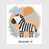 Sticker Whimsical Zebra Scandinave Influencée (Feuille)