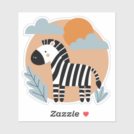 Sticker Whimsical Zebra Scandinave Influencée (Feuille)