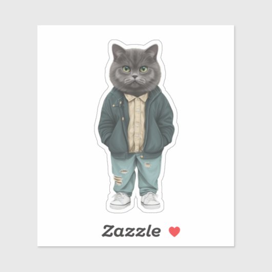 Sticker Whiskers élégant : Dapper British Short-hair (Feuille)