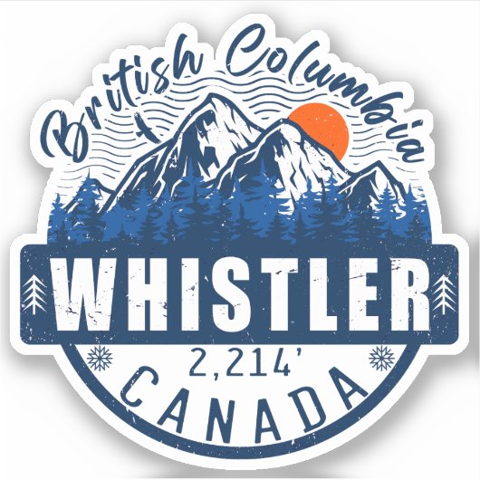 Sticker Whistler Colombie-Britannique Canada Ski minimalis (Devant)