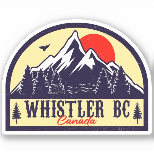 Sticker Whistler Colombie-Britannique Canada Ski minimalis (Devant)
