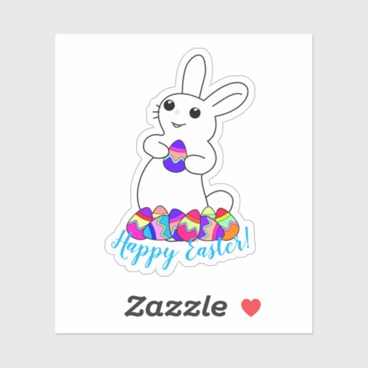 Sticker White Bunny Easter (Feuille)