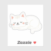 Sticker White Cat Sleeping – Adorable Soft Pet Art (Feuille)