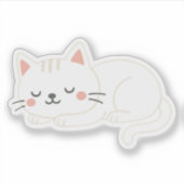 Sticker White Cat Sleeping – Adorable Soft Pet Art (Devant)