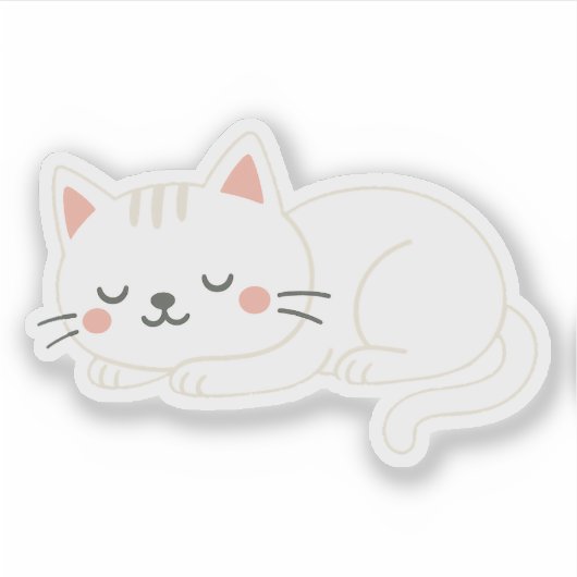 Sticker White Cat Sleeping – Adorable Soft Pet Art (Devant)