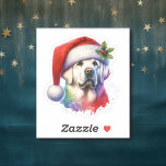 Sticker White Lab à Santa Hat Christmas<br><div class="desc">Si vous aimez le White Lab et que vous voulez des autocollants de Noël mignons,  alors voici,  allez ! Joli style aquarelle ai art White Labrador Retriever à Santa Hat.</div>