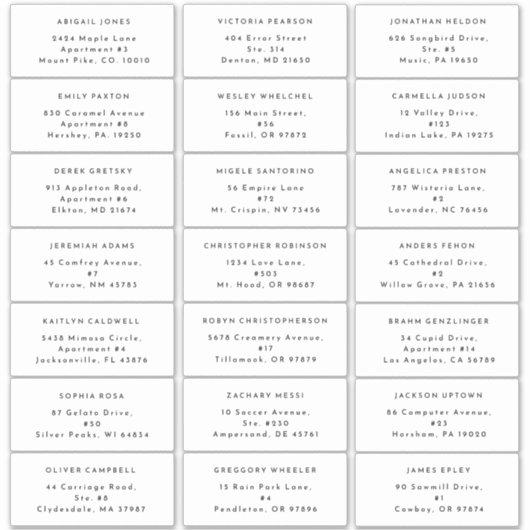 Sticker White Modern Bold Mariage Adresse d'hôte (Devant)