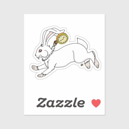 Sticker White Rabbit Mad Hatter Screwball Graphics (Feuille)
