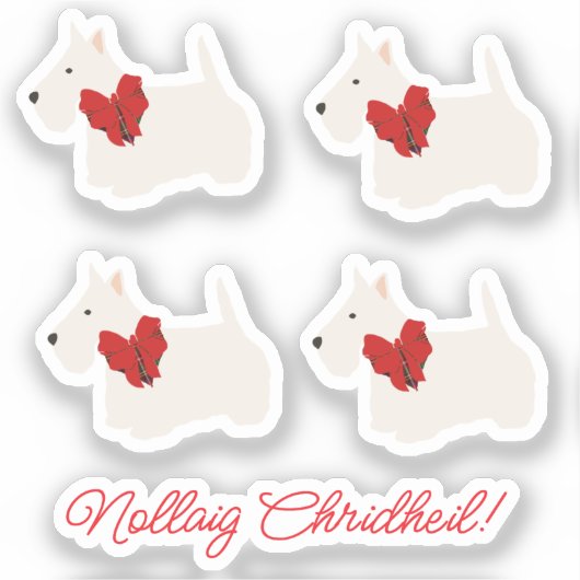 Sticker White Scottish Terrier Tartan  (Recto)