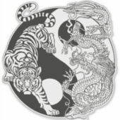 Sticker White tiger versus green dragon in the yin yang (Devant)