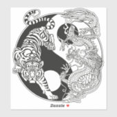 Sticker White tiger versus green dragon in the yin yang (Feuille)