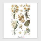 Sticker White Yellow Daffodils Spring Easter Wedding  (Feuille)