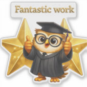 Sticker Who the owl two gold stars fantastic work custom v (Devant)