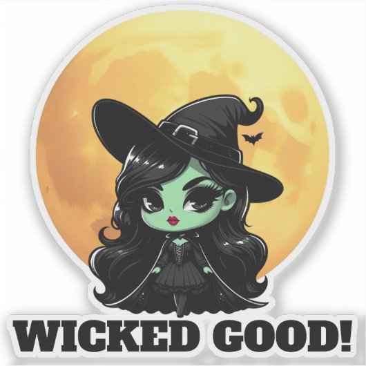 Sticker Wicked Good Little Green Witch Pleine lune (Devant)