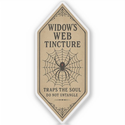 Sticker Widow's Web Tincture - Halloween Apothecary Label (Devant)