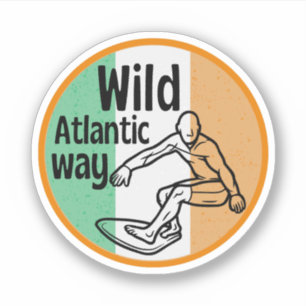 Sticker wild Atlantic Way - surf Irish Tourism trial