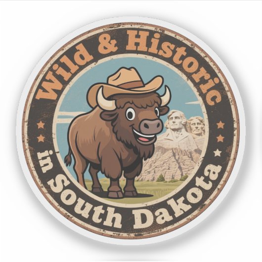 Sticker Wild & Historic_ South Dakota Retro Western (Devant)