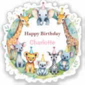 Sticker Wild One mignonne Animaux Ballons Garçon fête d'an (Recto)