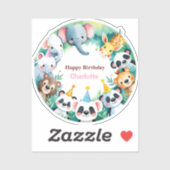 Sticker Wild One mignonne Jungle Animaux Enfants Anniversa (Feuille)