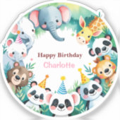 Sticker Wild One mignonne Jungle Animaux Enfants Anniversa (Recto)