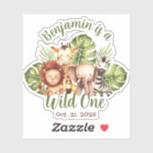 Sticker Wild One Safari mignon Animaux verts Feuilles (Feuille)