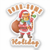 Sticker Wild Tiger Santa Christmas Roarsome Holiday Animal (Recto)