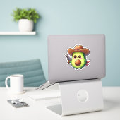 Sticker Wild West Sheriff Avocado - mignon et courageux (Ordinateur portable sur le bureau)