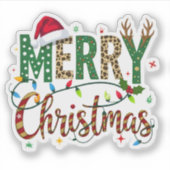 Sticker Wild & Whimsical Merry Christmas Leopard Print  (Devant)