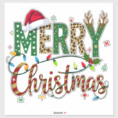 Sticker Wild & Whimsical Merry Christmas Leopard Print  (Feuille)