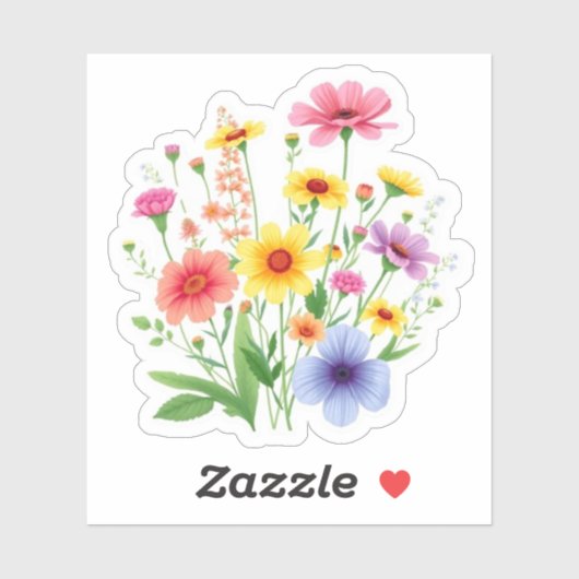 Sticker Wildflower Bouquet Botanical Nature Lover (Feuille)