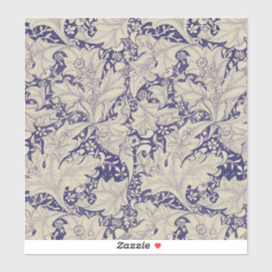 Sticker William Morris Motif Giroflée Bleu Antique
