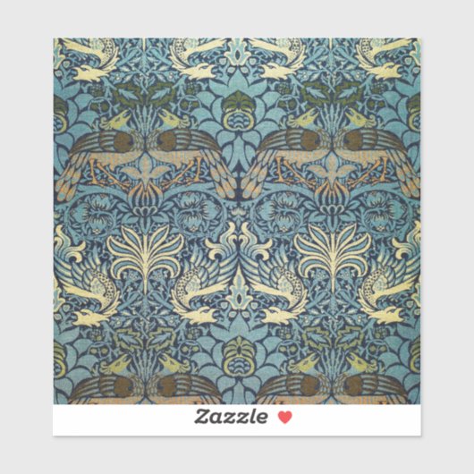 Sticker William Morris Peacock and Dragon Woven Design (Feuille)