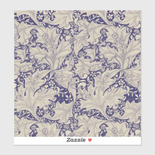 Sticker William Morris Wallflower bleu damas floral (Feuille)