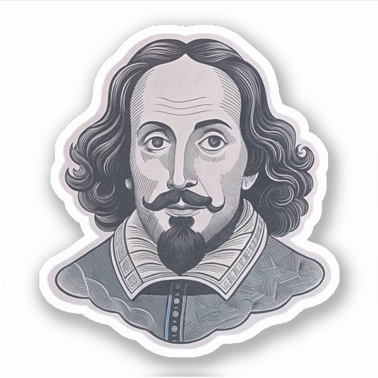 Sticker William Shakespeare portrait Hamlet illustration (Devant)