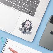 Sticker William Shakespeare portrait Hamlet illustration (Ordinateur portable avec iPhone)
