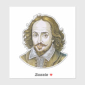 Sticker William Shakespeare portrait illustration Or (Feuille)