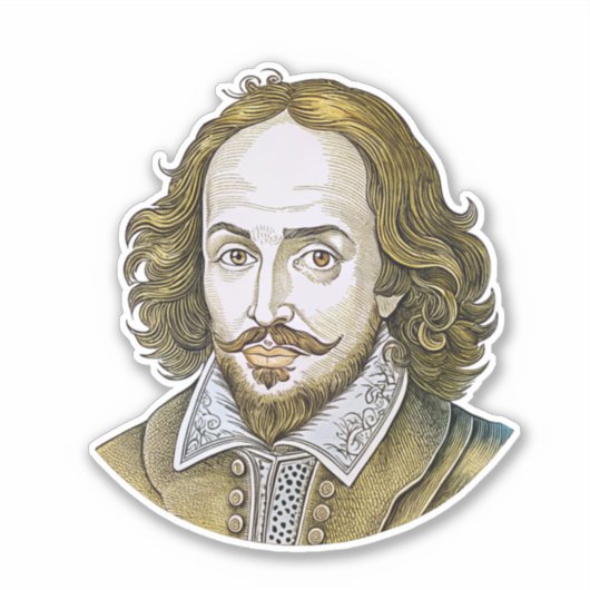 Sticker William Shakespeare portrait illustration Or (Devant)