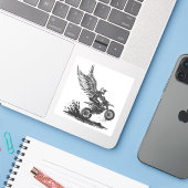 Sticker Winged Dirt Bike Rider – Fantasy Motorcycle Sticke (Ordinateur portable avec iPhone)