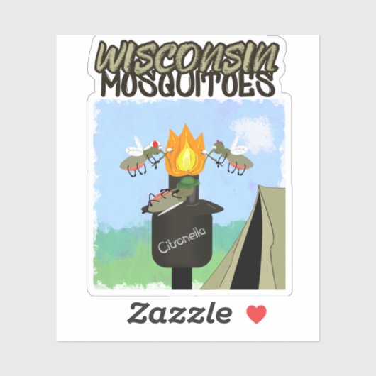 Sticker Wisconsin Mosquitoes Cartoon (Feuille)