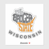Sticker Wisconsin State Pseudo Word Art (Feuille)