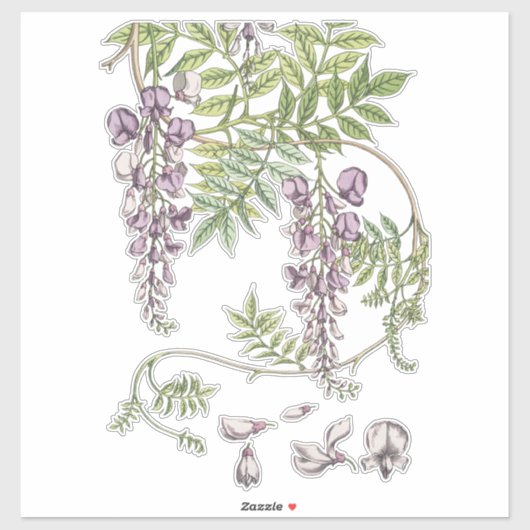 Sticker Wisteria Florals Artisanat et découpage (Feuille)
