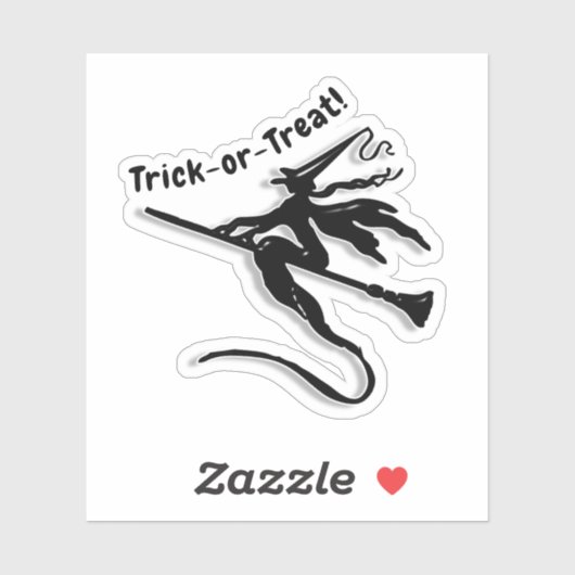 Sticker Witch on Broomstick Halloween (Feuille)