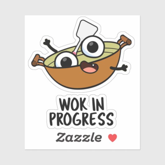 Sticker Wok En Cours Funky Cuisine Pun (Feuille)