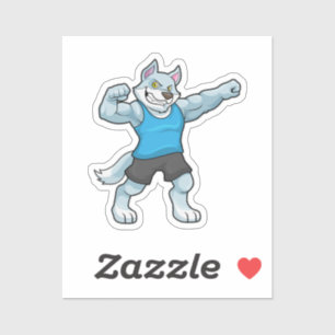 Sticker Wolf comme Bodybuilder avec les gros bras supérieu